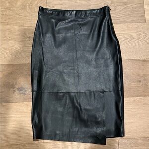 Donna Karan Black Faux Leather Pencil Skirt